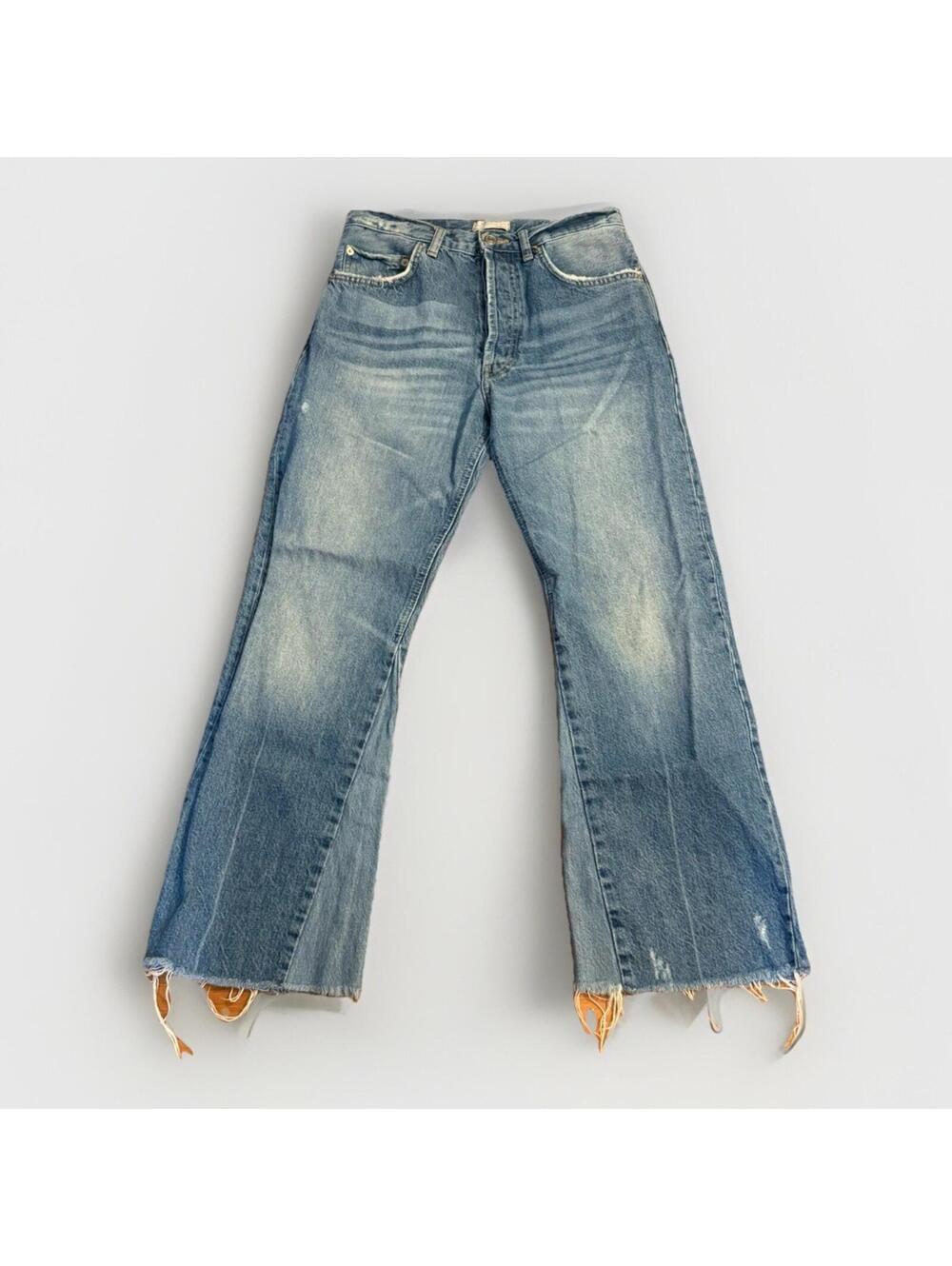 Zara distressed Wide Leg, High Waist jeans with a size EUR 38, USA 6, and MEX 28